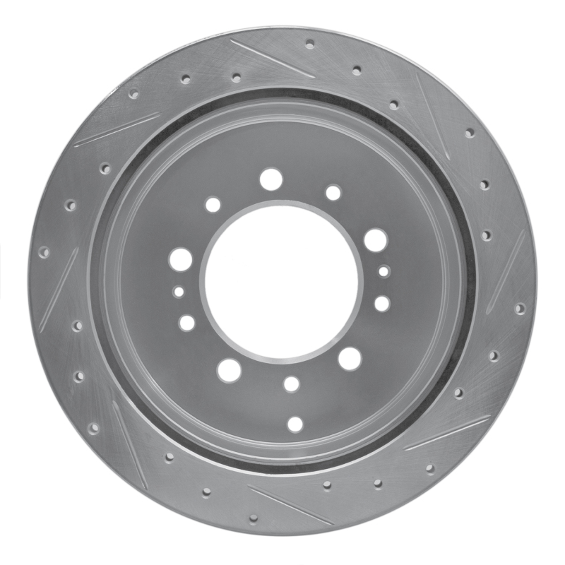 Lexus LX570 Brake Rotor (1) - Rear Left - R1 Concepts - Drilled & Slotted - Silver - `07-`22